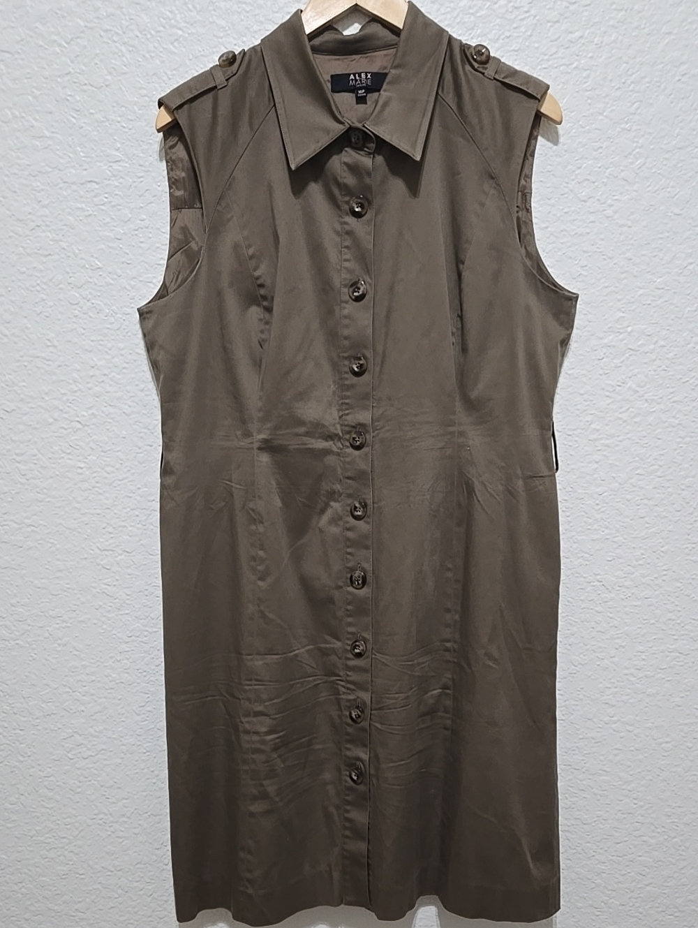 Alex Marie Taupe Sleeveless Button-Down Shirt Dress